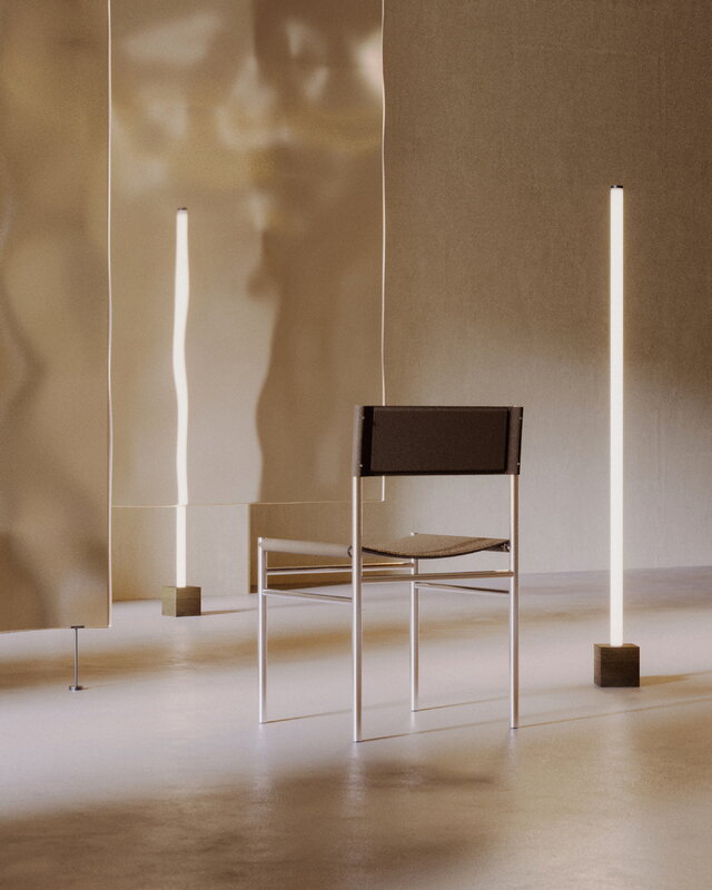 FORMARKIVET Ferra chair, steel - warm grey leather, decoration image