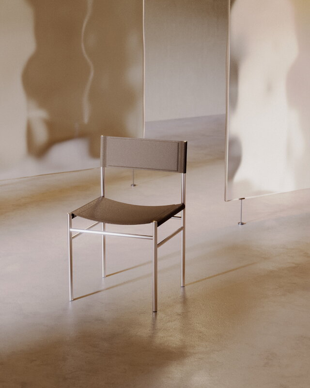 FORMARKIVET Ferra chair, steel - warm grey leather, decoration image