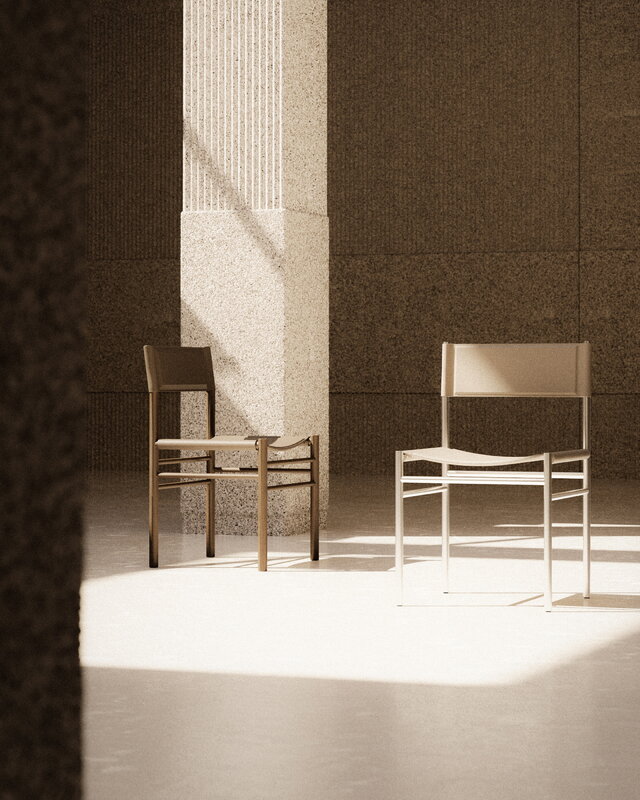 FORMARKIVET Ferra chair, steel - warm grey leather, decoration image