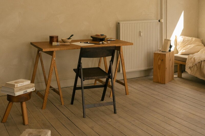 Frama Folding Flat Trestle table, warm brown birch, view 13