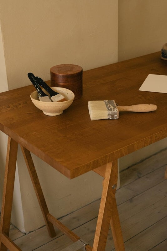 Frama Folding Flat Trestle table, warm brown birch, view 2
