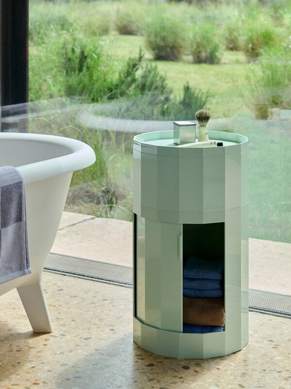 HAY Facet cabinet incl. feet and castors, high, soft mint, decoration image