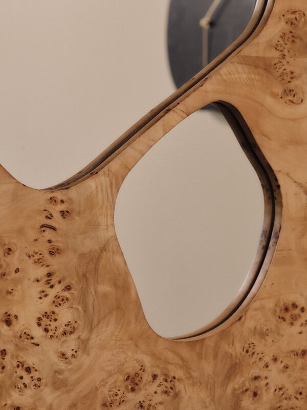Ferm Living Folia mirror, medium, natural burl veneer, decoration image