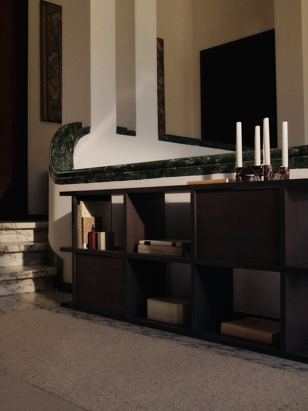 Ferm Living Kona bookcase cabinet insert, dark-stained oak, decoration image