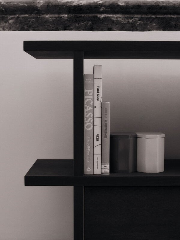Ferm Living Kona bookcase cabinet insert, dark-stained oak, decoration image