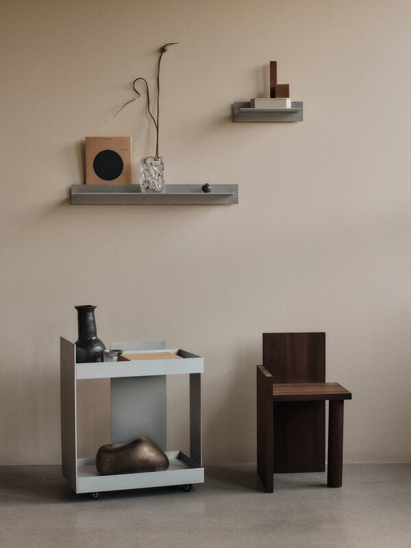 Ferm Living Lager wall shelf, single, large, aluminium, decoration image
