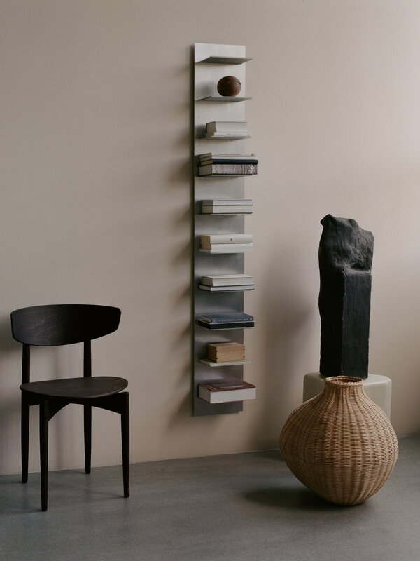 Ferm Living Lager wall shelf, tall, aluminium, decoration image