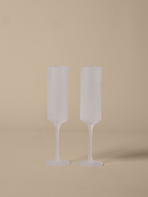 Ferm Living Ripple champagne flutes, 2 pcs, frosted, decoration image