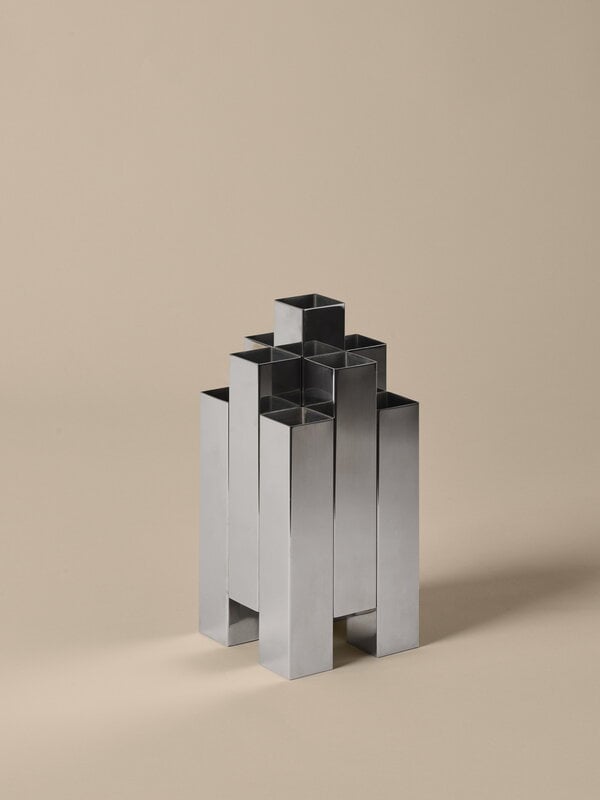 Ferm Living Tessera vase, mirror polished stainless steel, view 5