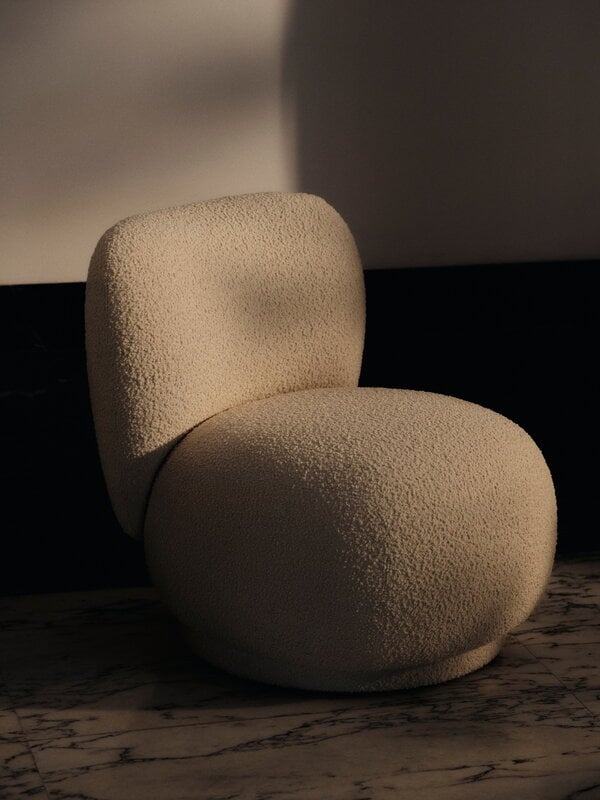 Ferm Living Rico Piccolo fauteuil lounge, Nordic Boucle blanc cassé, image décorative