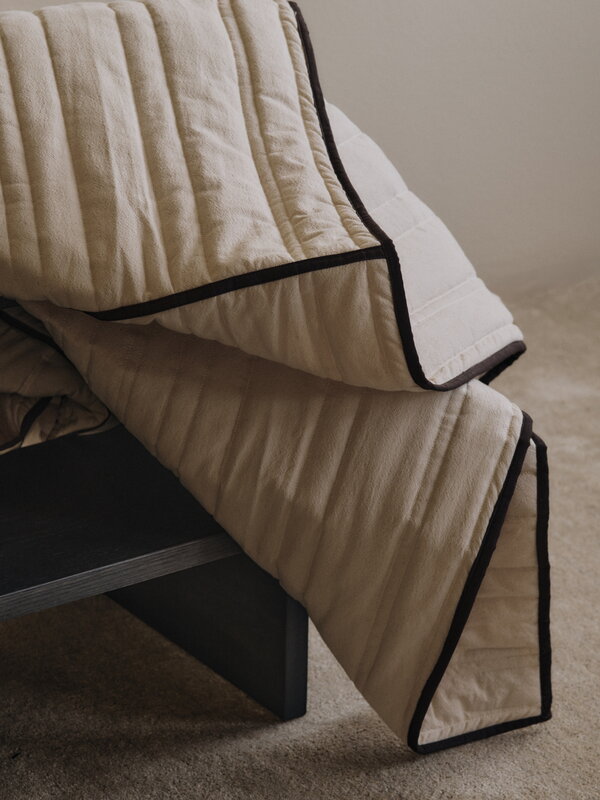 Ferm Living Vari quilted bedspread, single, 180 x 260 cm,  natural - dark chocolate, decoration image