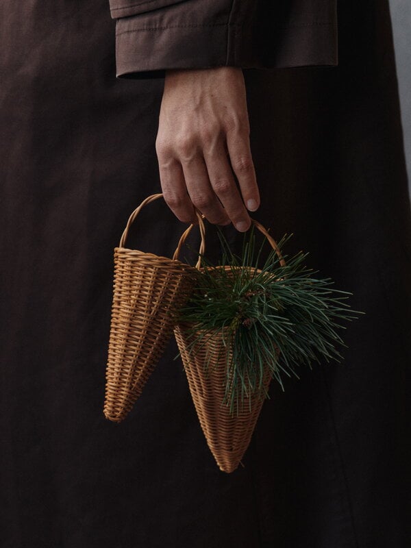 Ferm Living Cônes tressés, ensemble de 2, rotin naturel, image décorative