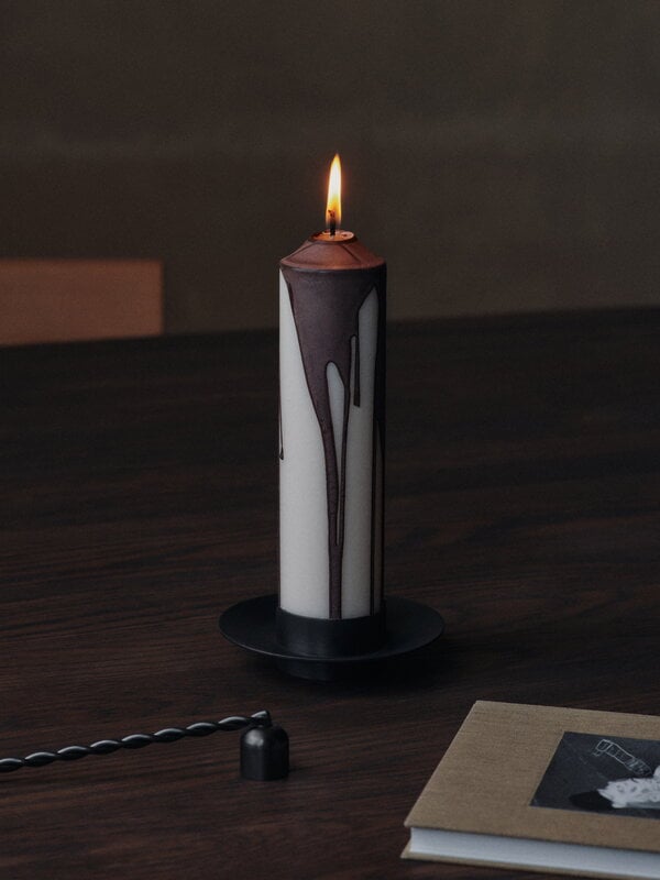 Ferm Living Dryp pillar candle, dark chocolate, decoration image