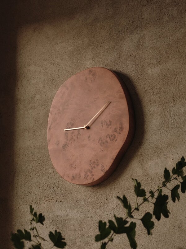 Ferm Living Melt wall clock, dark stained burl, decoration image