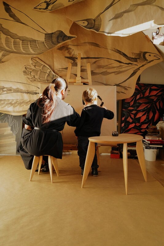 Ferm Living Feve lastenpöytä, luonnonvärinen saarni, näkymä 4