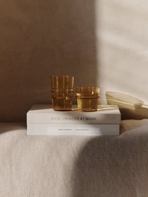 Ferm Living Boya Low drinking glasses, 30 cl, 2 pcs, yellow, decoration image