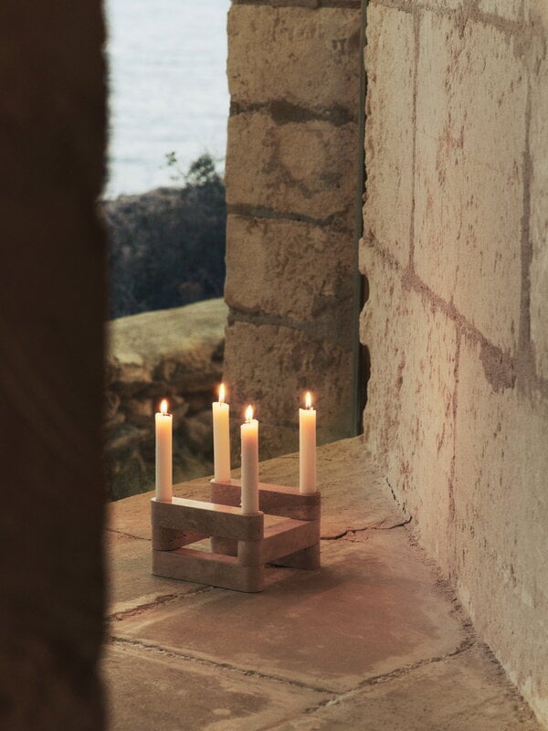 Ferm Living Newel modular candleholder set, travertine, decoration image