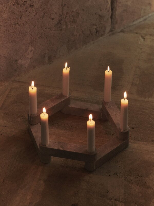Ferm Living Newel modular candleholder set, travertine, decoration image