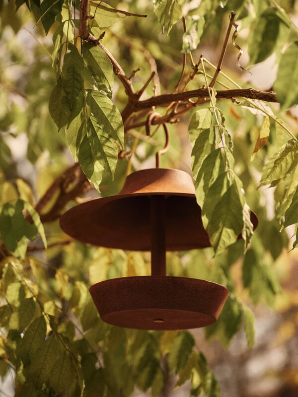 Ferm Living Cortivo bird feeder, rust, view 2
