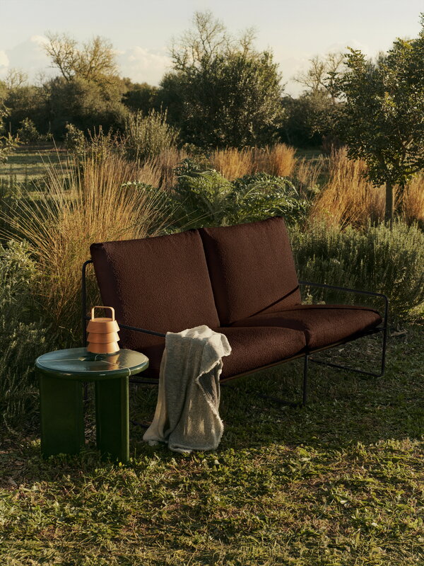 Ferm Living Desert 2-seater sofa, black - Pure Bouclé chestnut, decoration image