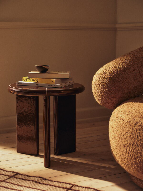 Ferm Living Deya side table, 47 cm, chestnut brown, decoration image