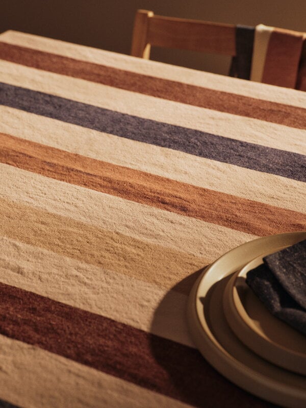 Ferm Living Hale tablecloth, 150 x 240 cm, cashmere -mocha - indigo blue, decoration image