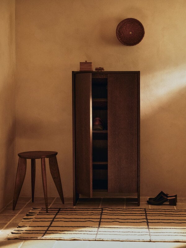 Ferm Living Parcel Hallway cabinet, tall, h. 110 cm, dark stained oak, decoration image