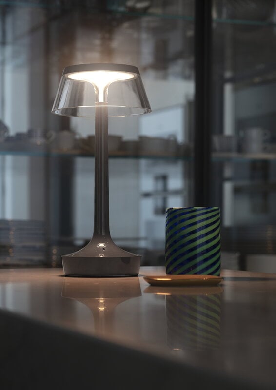 Flos Lampe de table Bon Jour Unplugged, gris orage, image décorative
