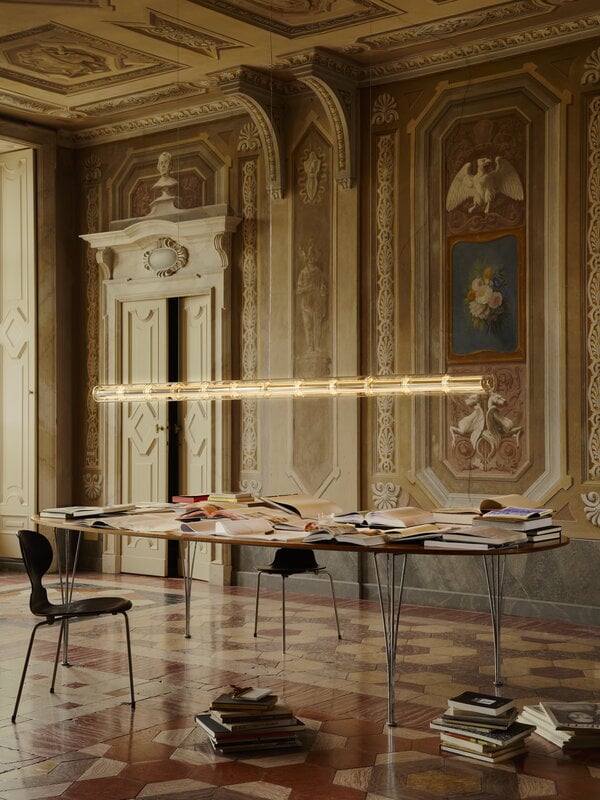 Flos Luce Cilindrica S1 suspension lamp, glass, transparent, decoration image