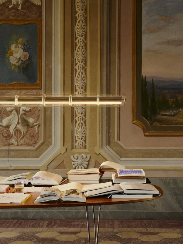 Flos Luce Cilindrica S1 suspension lamp, glass, transparent, decoration image