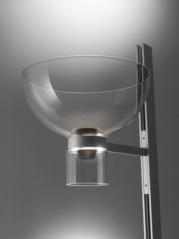 Flos Nocturne 1 lattiavalaisin, bowl, hopea, sisustuskuva