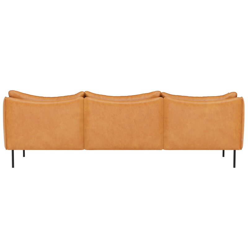 Fogia Tiki 3-Sitzer-Sofa, schwarzer Stahl - cognacbraunes Leder, dekorationsbild