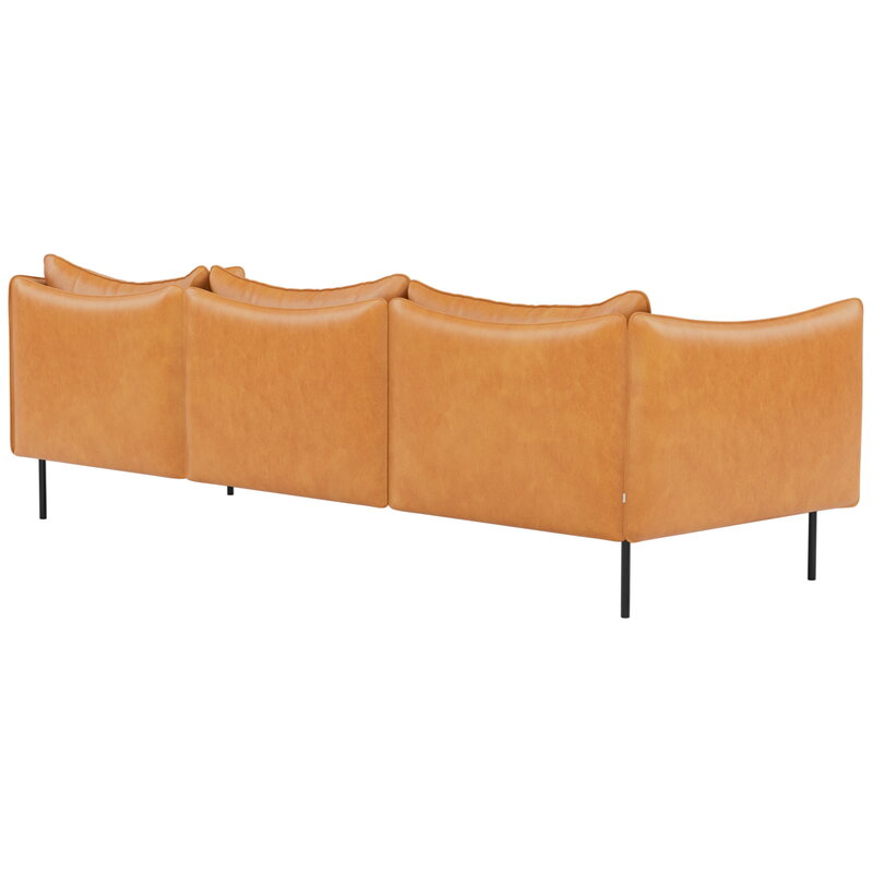 Fogia Tiki 3-Sitzer-Sofa, schwarzer Stahl - cognacbraunes Leder, dekorationsbild