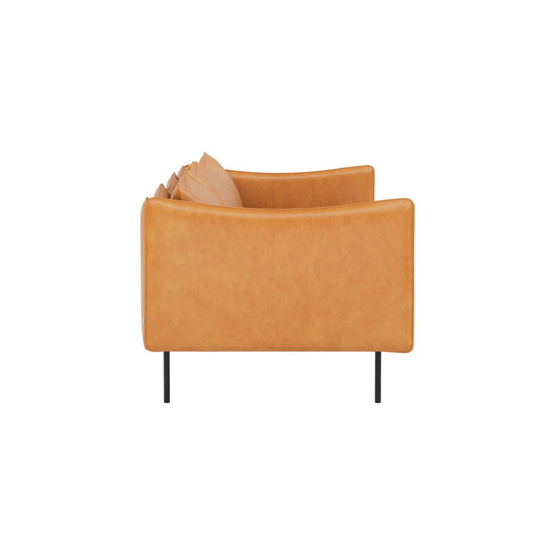 Fogia Tiki 3-Sitzer-Sofa, schwarzer Stahl - cognacbraunes Leder, dekorationsbild