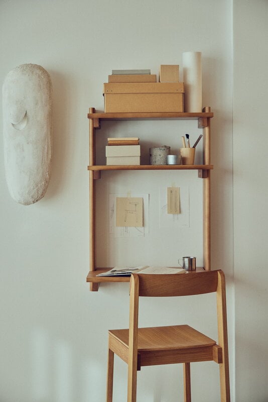 Form & Refine Beam wall office shelf 3, deep brown pine, decoration image