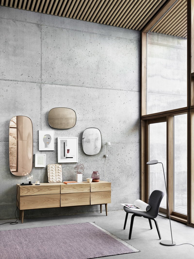 Muuto Framed Mirror Small Taupe, White Framed Mirror For Living Room