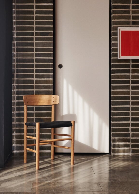 Fredericia J39 Mogensen Stuhl, geölte Eiche - schwarzes Canvas, dekorationsbild