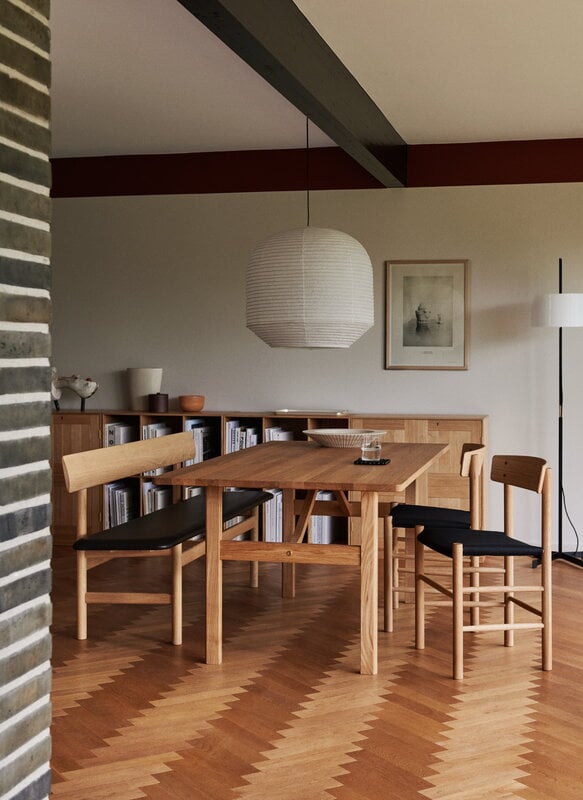 Fredericia J39 Mogensen Stuhl, geölte Eiche - schwarzes Canvas, dekorationsbild