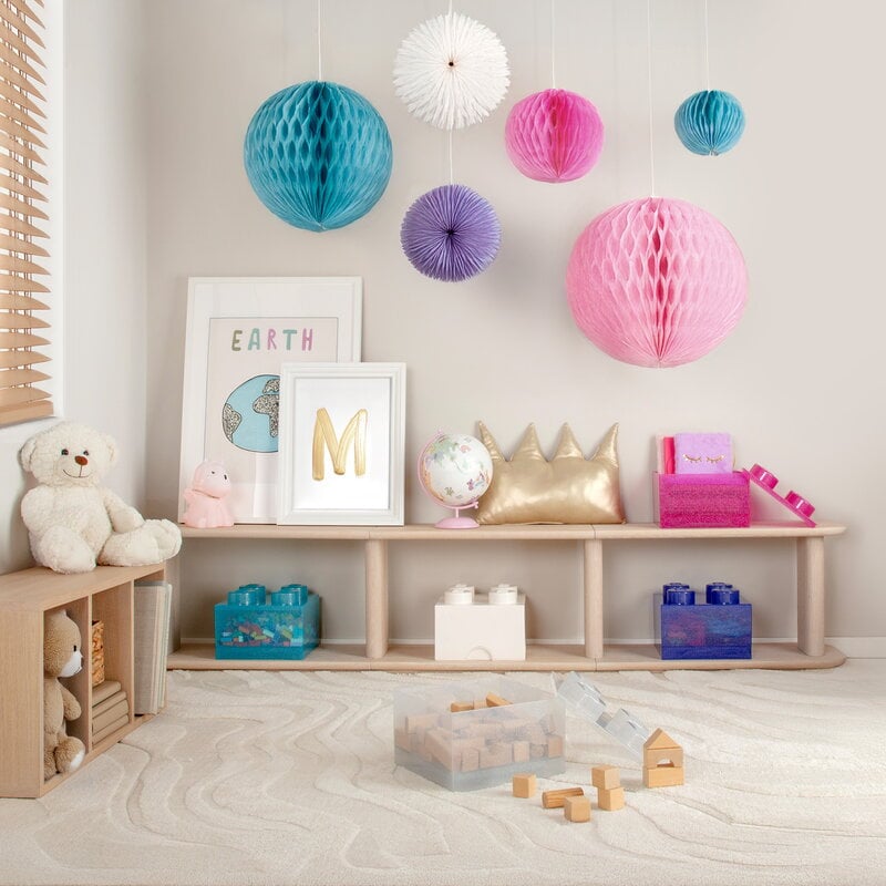 Room Copenhagen Lego Storage Brick 4 Top Deckel, glitzerndes Hellblau, dekorationsbild