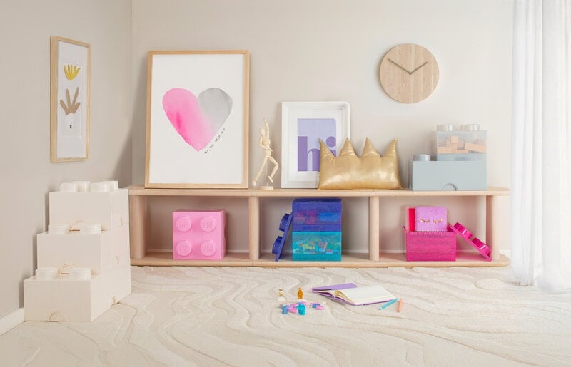Room Copenhagen Lego Storage Brick 4 Top Deckel, glitzerndes Hellblau, dekorationsbild