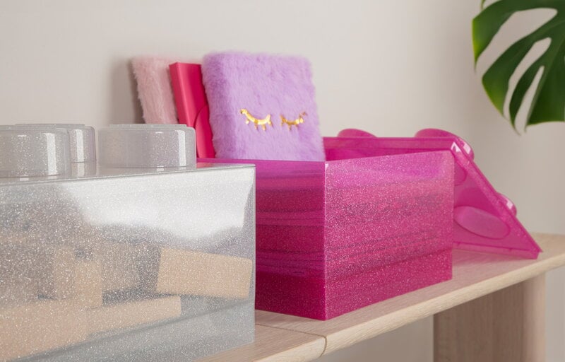 Room Copenhagen Lego Storage Brick 4 Top Lid, glitter medium violet, decoration image