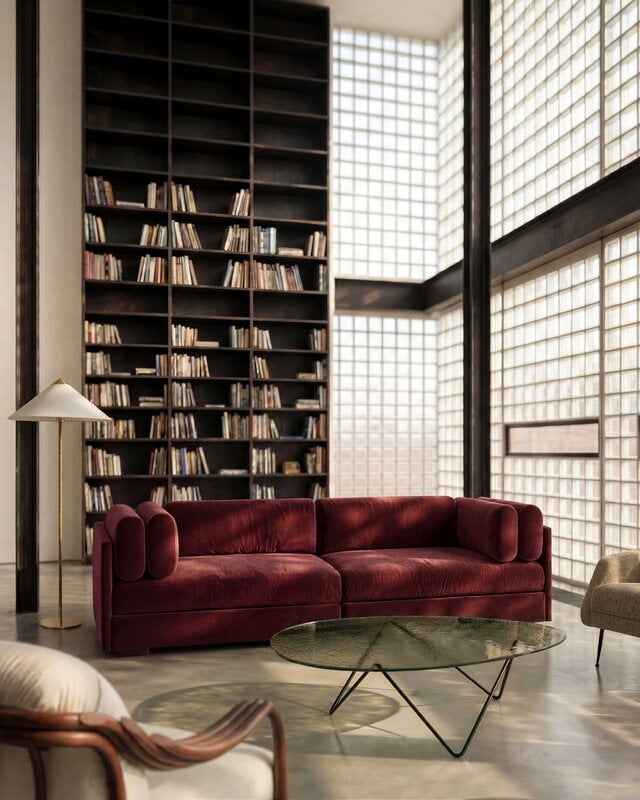 GUBI Pedrera coffee table, black - bronze structured glass, decoration image