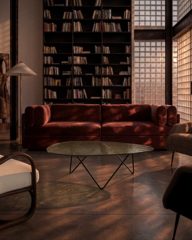 GUBI Pedrera coffee table, black - bronze structured glass, decoration image