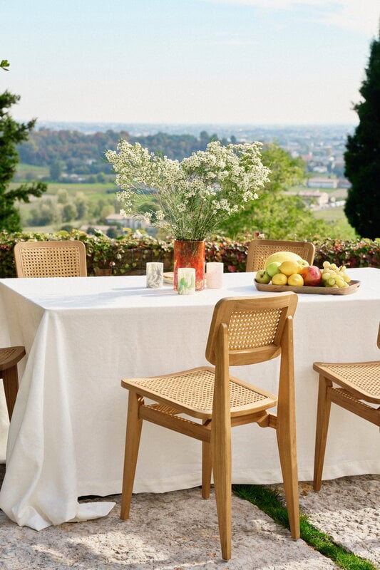 GUBI C-chair Outdoor, teak - HDPE cane, decoration image