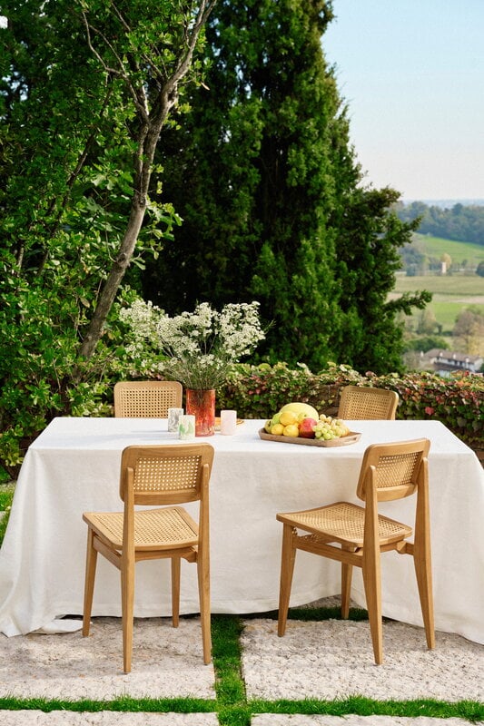 GUBI C-chair Outdoor, teak - HDPE cane, decoration image