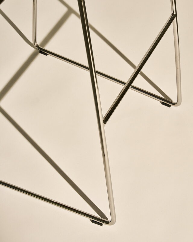 GUBI 3D bar stool, 75 cm, sledge base, stainless steel - Dedar Belsuede 133, view 2
