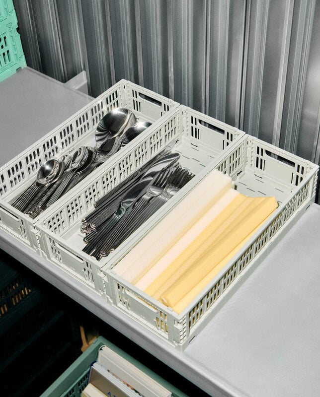 HAY Colour Crate Mini, Oblong, plastique recyclé, gris, image décorative