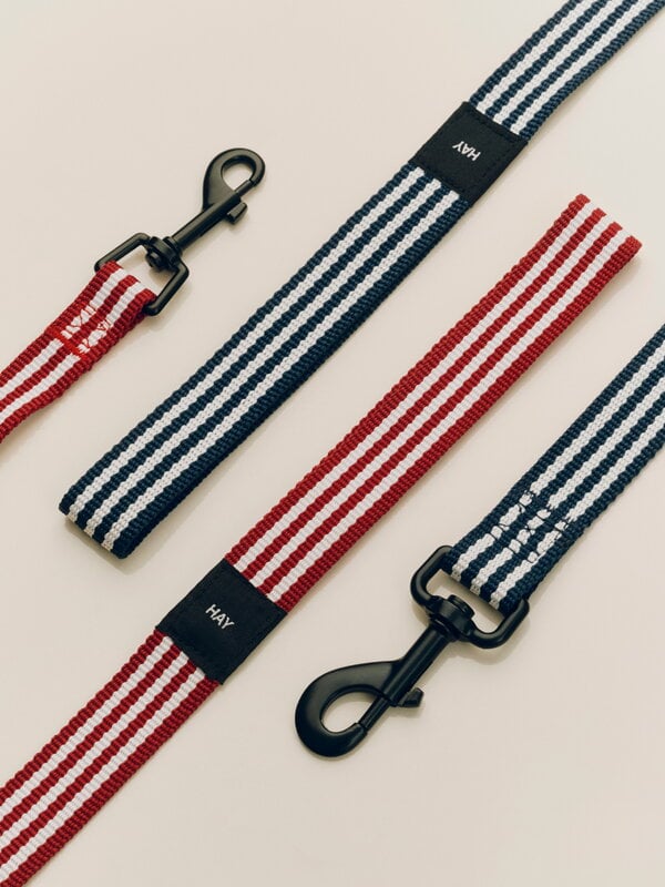 HAY HAY Dogs leash, flat, M-L, stripe, red - white, decoration image
