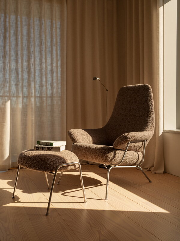 Hem Hai poltrona lounge, acciaio inox spazzolato - Sawdust, vista 7