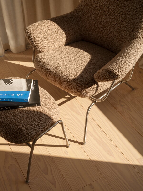 Hem Hai poltrona lounge, acciaio inox spazzolato - Sawdust, vista 2